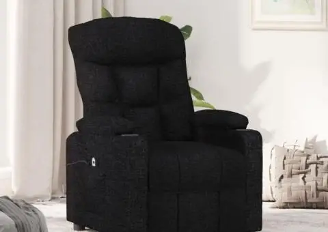 Fotoliu cu ridicare, negru, material textil - 1/5