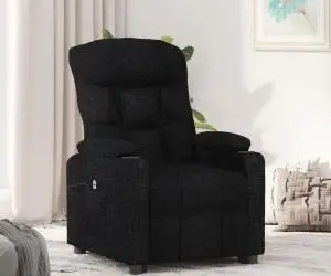 Fotoliu cu ridicare, negru, material textil