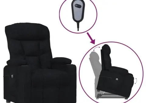 Fotoliu cu ridicare, negru, material textil - 2/5