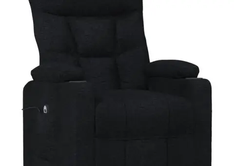 Fotoliu cu ridicare, negru, material textil - 3/5