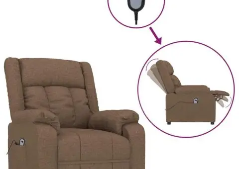 Fotoliu rabatabil electric, maro, material textil - 2/5