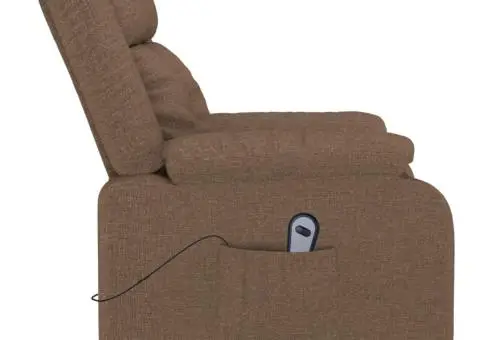 Fotoliu rabatabil electric, maro, material textil - 5/5