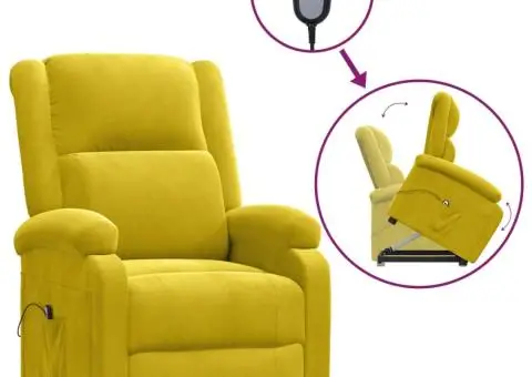 Fotoliu cu ridicare, galben, catifea - 2/5