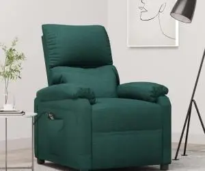 Fotoliu rabatabil electric, verde închis, material textil