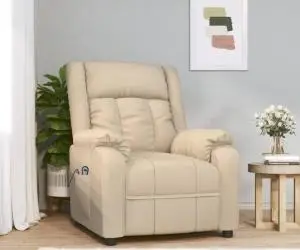 Fotoliu cu ridicare, crem, material textil