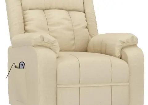 Fotoliu cu ridicare, crem, material textil - 3/5