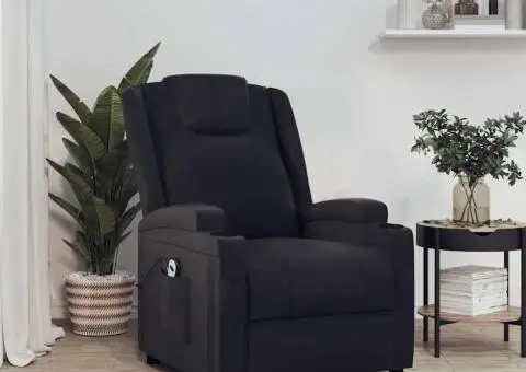 Fotoliu cu ridicare, negru, piele ecologică - 1/5