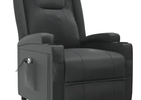 Fotoliu cu ridicare, negru, piele ecologică - 3/5