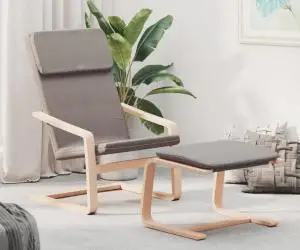 Scaun de relaxare cu taburet, gri taupe, textil