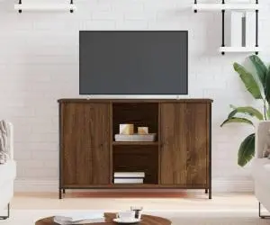 Comodă TV, stejar maro, 100x35x65 cm, lemn compozit