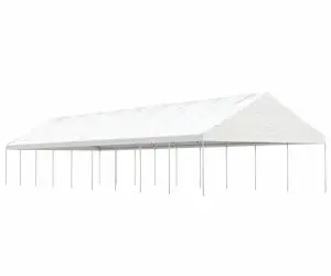 Foișor cu acoperiș, alb, 20,07x5,88x3,75 m, polietilenă