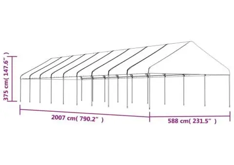 Foișor cu acoperiș, alb, 20,07x5,88x3,75 m, polietilenă - 5/5