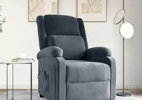 Fotoliu cu ridicare, gri închis, catifea - 1/5