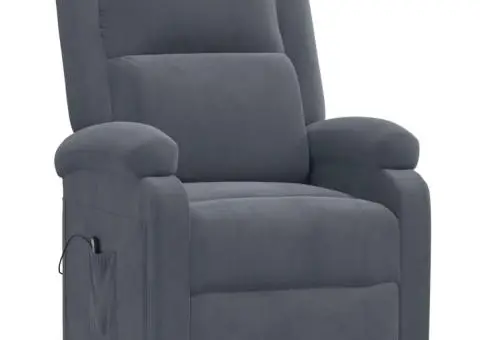 Fotoliu cu ridicare, gri închis, catifea - 3/5