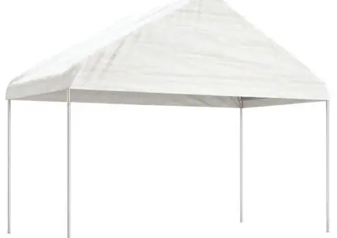 Foișor cu acoperiș, alb, 4,46x4,08x3,22 m, polietilenă - 2/5