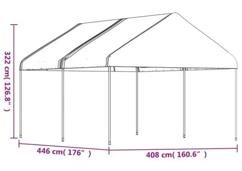 Foișor cu acoperiș, alb, 4,46x4,08x3,22 m, polietilenă - 5/5