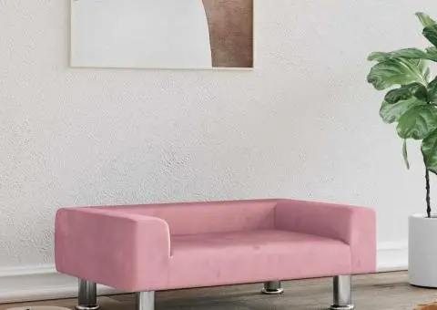 Pat de câini, roz, 70x45x26,5 cm, catifea - 1/5