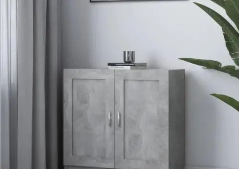 Bibliotecă, gri beton, 82,5x30,5x80 cm, lemn prelucrat - 1/5