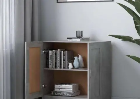 Bibliotecă, gri beton, 82,5x30,5x80 cm, lemn prelucrat - 3/5