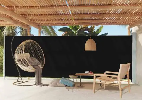 Copertină laterală retractabilă de terasă, negru, 180x600 cm - 1/5