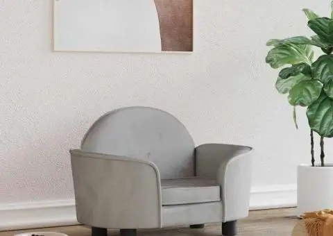 Pat de câini, gri deschis, 66x40x45 cm, catifea - 1/5