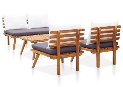 Set mobilier de grădină cu perne, 4 piese, lemn masiv de acacia - 5/5