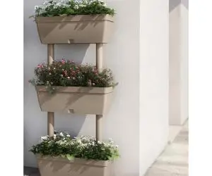 Jardinieră de grădină, 3 buc., gri taupe, 100 cm
