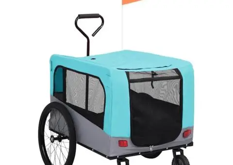 Remorcă bicicletă & cărucior 2-în-1 animale, albastru și gri - 1/5
