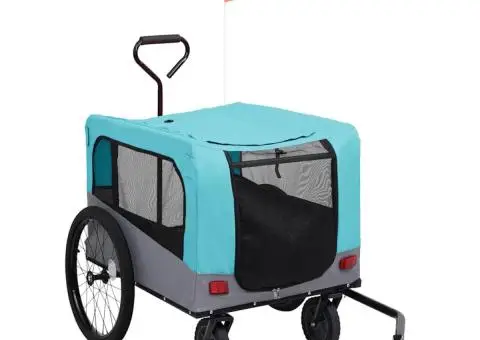 Remorcă bicicletă & cărucior 2-în-1 animale, albastru și gri - 2/5