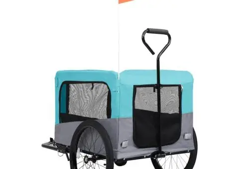 Remorcă bicicletă & cărucior 2-în-1 animale, albastru și gri - 5/5