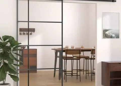 Ușă glisantă, negru, 102,5x205 cm, sticlă ESG și aluminiu - 1/5