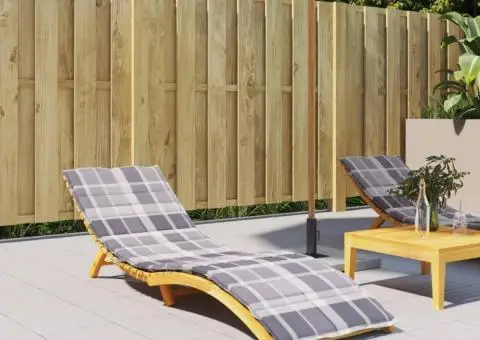 Pernă de șezlong, gri carouri, 200x50x3 cm, textil Oxford - 1/5