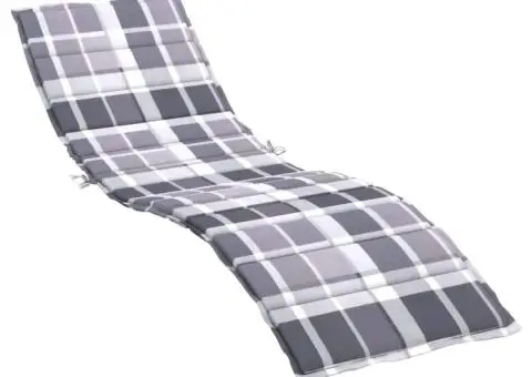 Pernă de șezlong, gri carouri, 200x50x3 cm, textil Oxford - 2/5