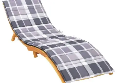 Pernă de șezlong, gri carouri, 200x50x3 cm, textil Oxford - 3/5