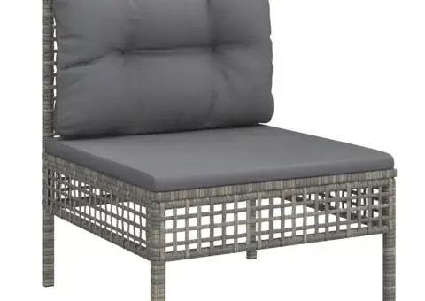 Set mobilier de grădină cu perne, 5 piese, gri, poliratan - 4/5