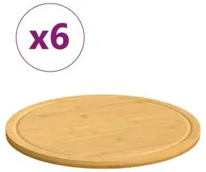 Tocătoare, 6 buc., Ø40x1,5 cm, bambus