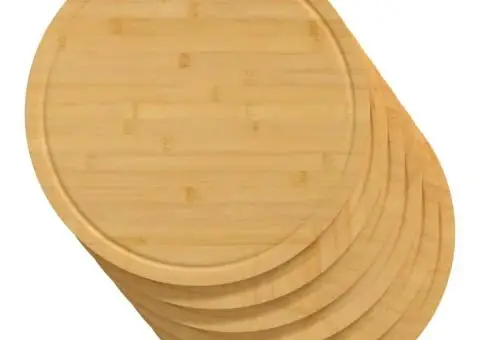 Tocătoare, 6 buc., Ø40x1,5 cm, bambus - 3/5