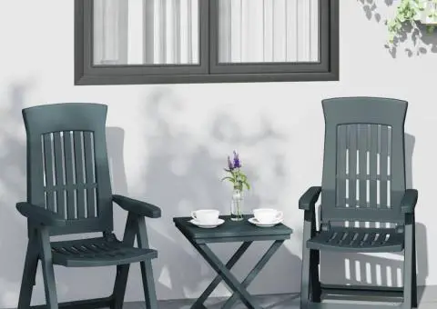 Scaune de grădină rabatabile, 2 buc., verde, PP - 1/5