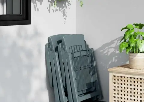 Scaune de grădină rabatabile, 2 buc., verde, PP - 3/5