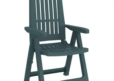 Scaune de grădină rabatabile, 2 buc., verde, PP - 5/5