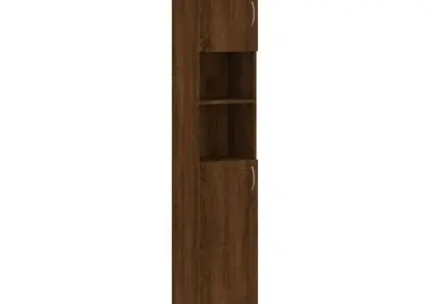 Dulap de baie, stejar maro, 32x25,5x190 cm, lemn prelucrat - 2/5