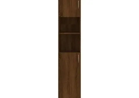 Dulap de baie, stejar maro, 32x25,5x190 cm, lemn prelucrat - 5/5