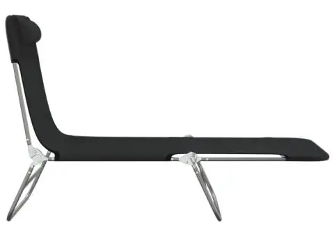 Șezlonguri pliante, 2 buc., negru, textilenă și oțel - 5/5