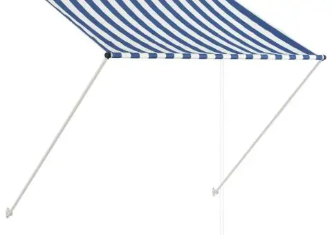 Copertină retractabilă, albastru și alb, 150 x 150 cm - 2/5