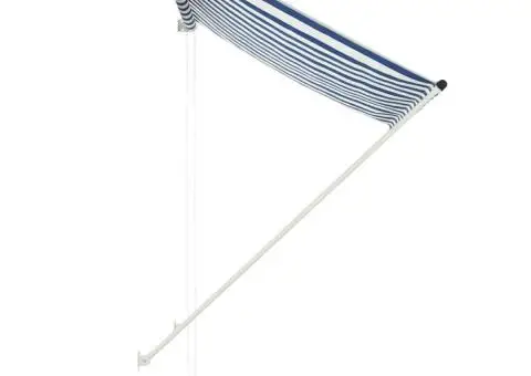 Copertină retractabilă, albastru și alb, 150 x 150 cm - 3/5