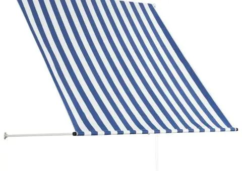 Copertină retractabilă, albastru și alb, 150 x 150 cm - 4/5