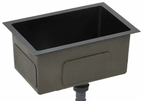 Chiuvetă de bucătărie lucrată manual, negru, oțel inoxidabil - 4/5