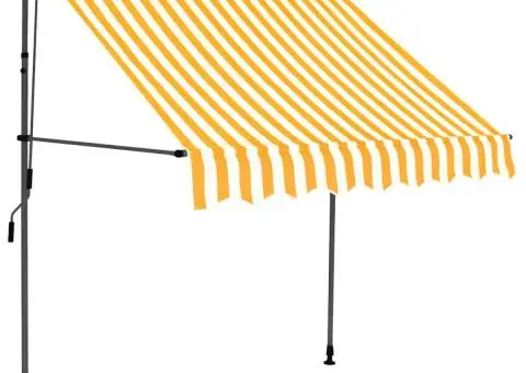 Copertină retractabilă manual cu LED, alb & portocaliu, 150 cm - 2/5