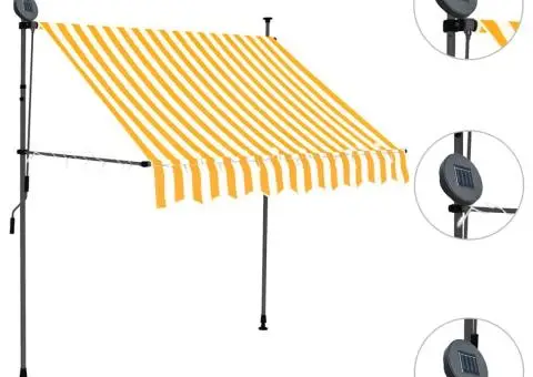 Copertină retractabilă manual cu LED, alb & portocaliu, 150 cm - 3/5