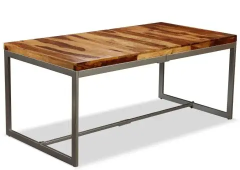 Masă de bucătărie, 180 cm, lemn masiv de acacia și oțel - 2/5